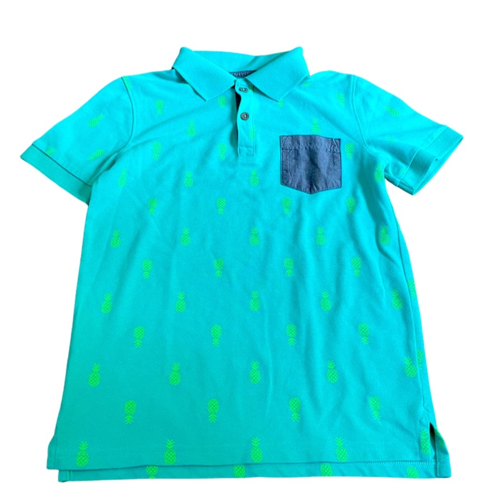 Boys Cat & Jack green pineapple front pocket polo